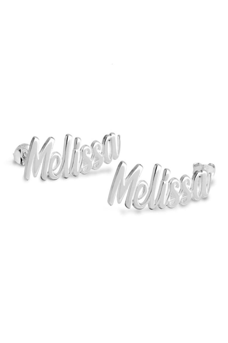 Personalized Name Stud Earrings, Main, color, STERLING SILVER