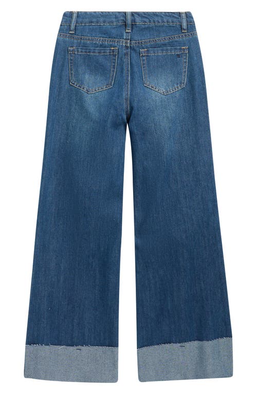 Tractr Kids' Wide Leg Cuffed Hem Jeans In Blue