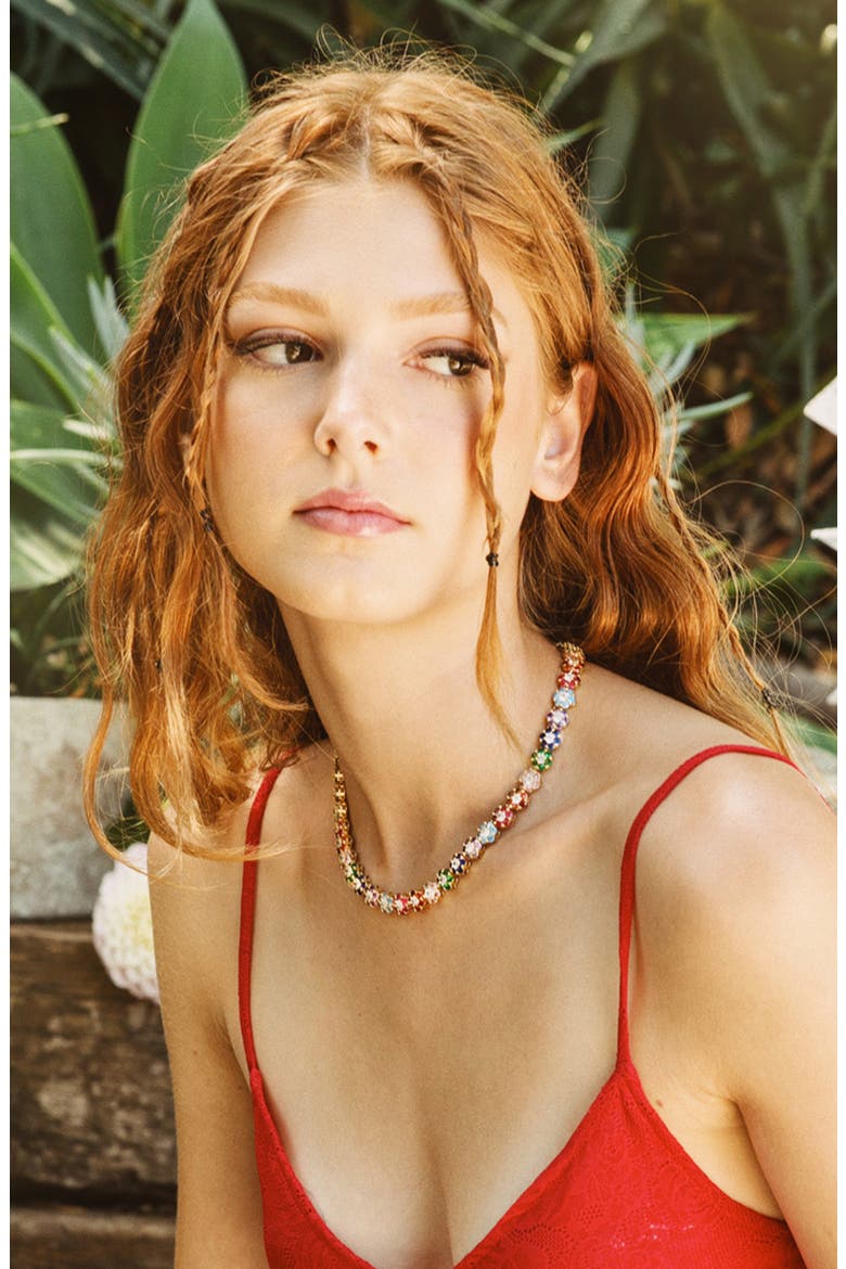 Orla Zircon Flower Collar Necklace, Alternate, color, GOLD MULTI