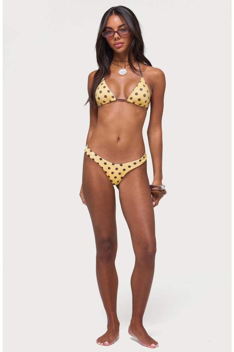 Melanie Polka Dot String Bikini Bottoms, Alternate, color, YELLOW