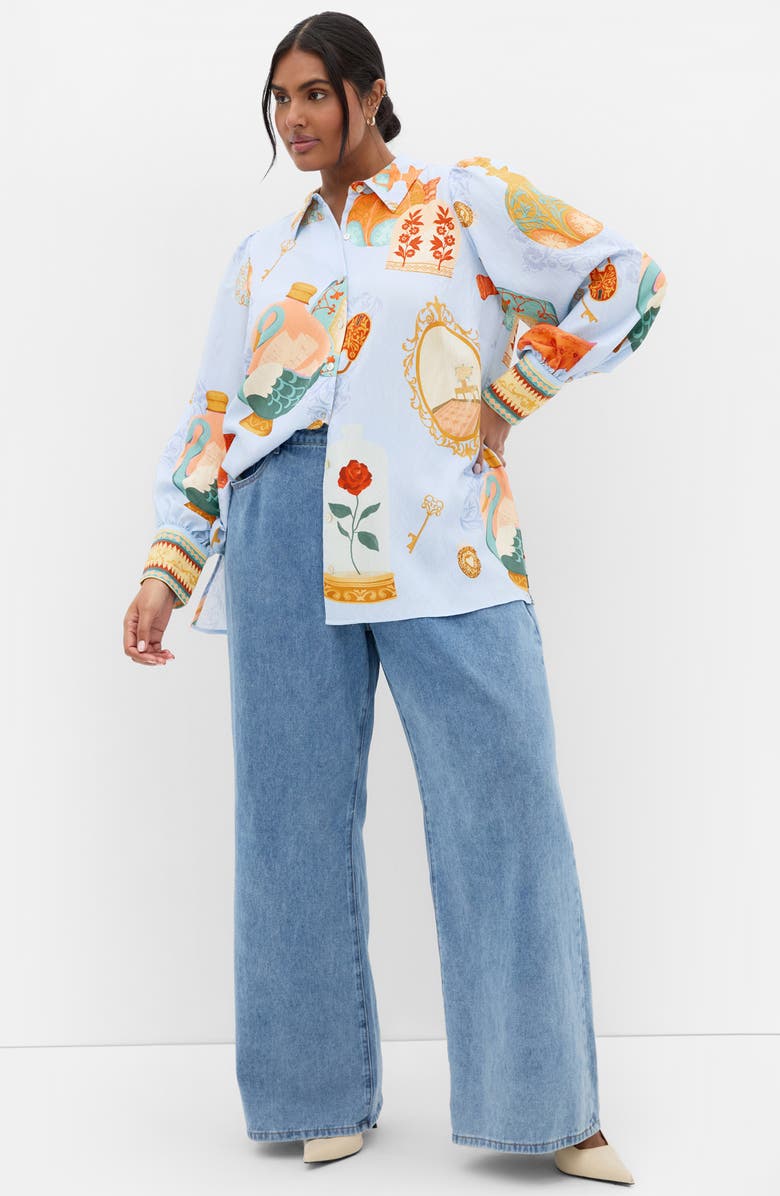 City Chic Refined Beauty Long Sleeve Woven Shirt, Alternate, color, Refined Beauty