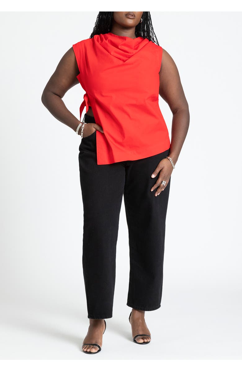 ELOQUII Asym Tie Top, Alternate, color, High Risk Red