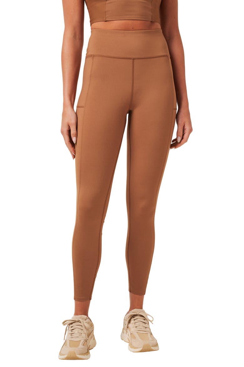 Moveknit Bonded Pocket Leggings, Main, color, HEATHER CHESTNUT