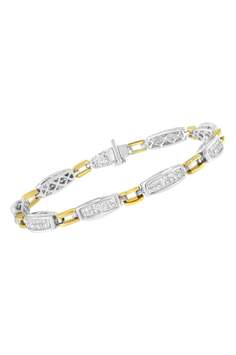 14K Gold 2.0 Cttw Diamond Tapered and Equal Sign Link Bracelet, Alternate, color, Yellow