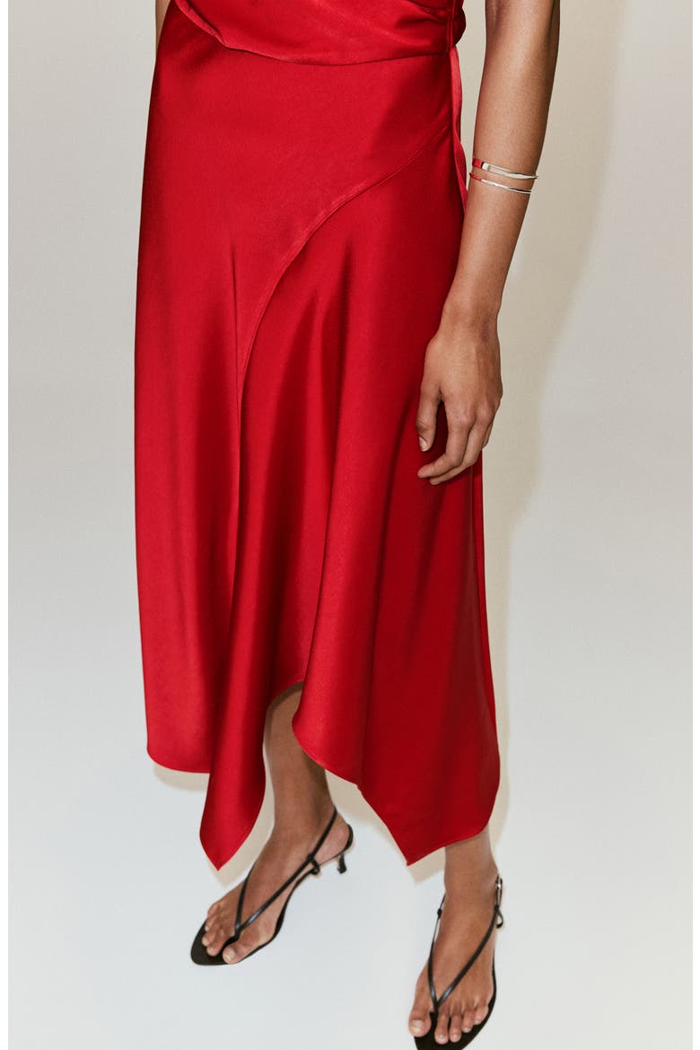 Asymmetrical Satin Dress, Alternate, color, RED