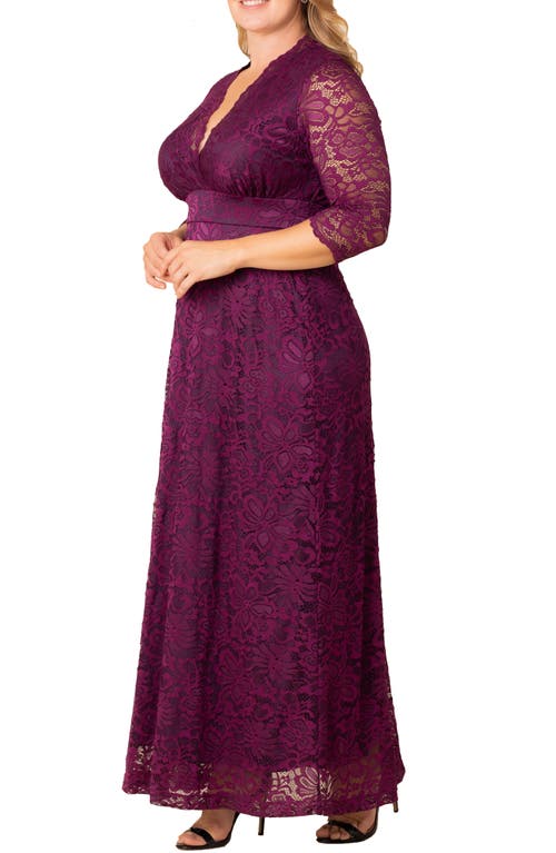 Kiyonna Maria Lace Evening Gown In Berry Bliss