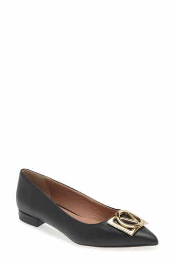 VALENTINO BY MARIO VALENTINO Flora Logo Buckle Pointed Toe Flat