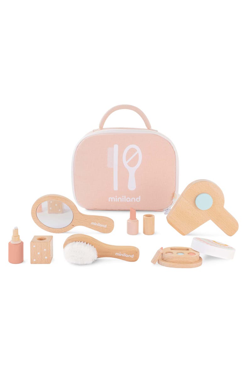 Miniland Wooden Beauty Set Doll Accessory Play Set, Main, color, Beige Multi