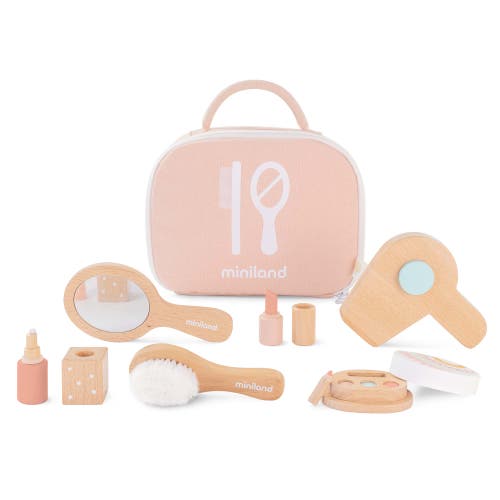 Miniland Wooden Beauty Set Doll Accessory Play Set in Beige Multi 