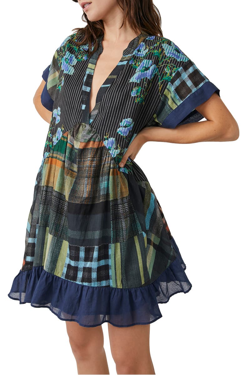 Free People Agnes Print Tiered Ruffle Minidress, Alternate, color, 