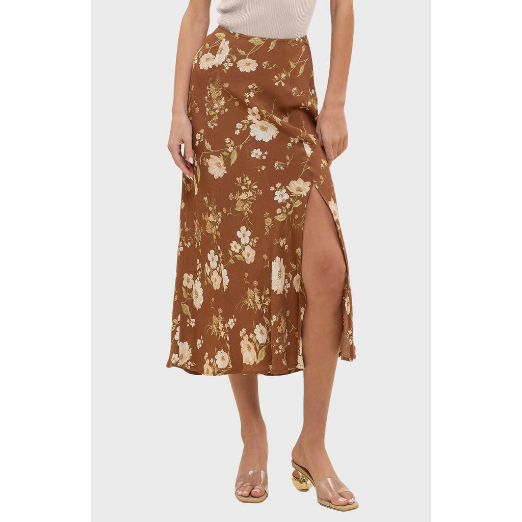 Blu Pepper Floral Maxi Skirt In Brown Multi