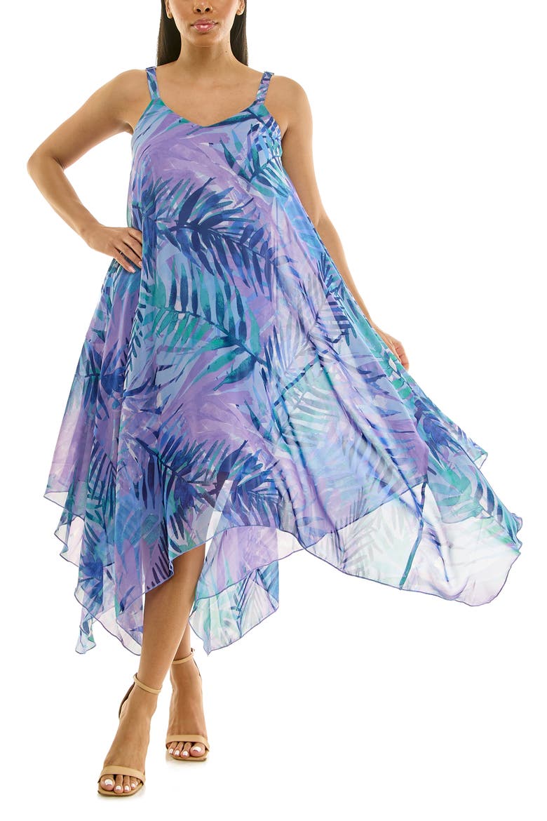 Patterned Handkerchief Hem Dress, Alternate, color, HIGH DIVE MULTI