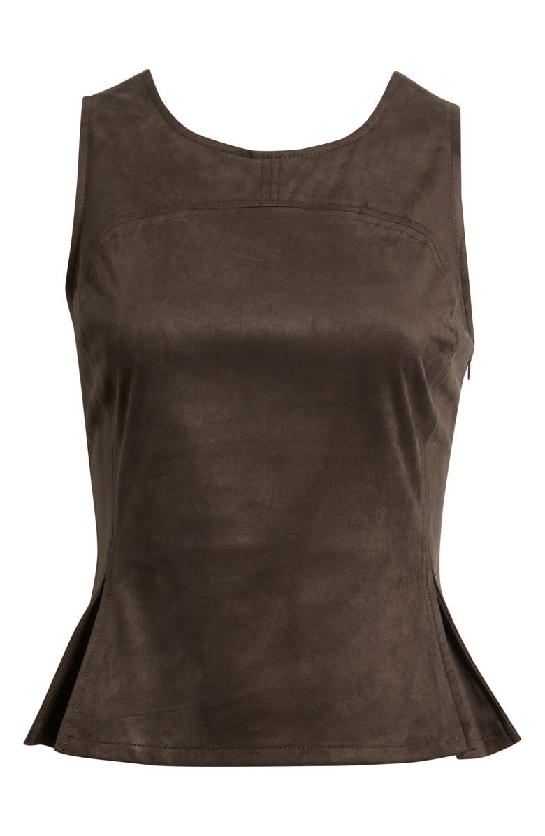 CITY BLUES Pleated Hourglass Sleeveless Faux Suede Top, Alternate, color, Coffee