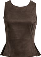 CITY BLUES Pleated Hourglass Sleeveless Faux Suede Top