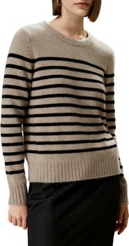 Lilysilk Women's Striped Round Collar Cashmere Sweater