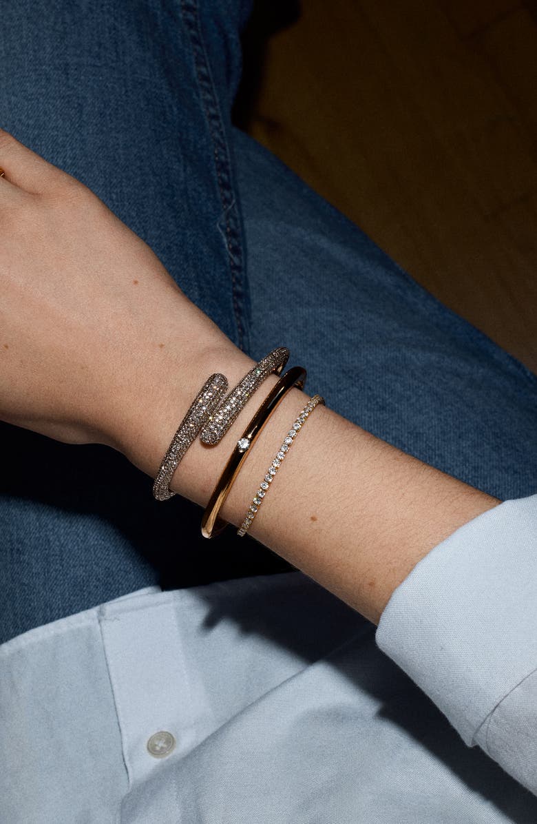 BaubleBar Asher Pavé Bypass Bangle Bracelet, Alternate, color, Clear