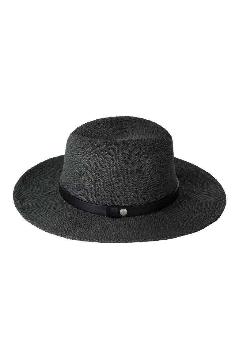 Stonewash Straw Fedora, Main, color, BLACK