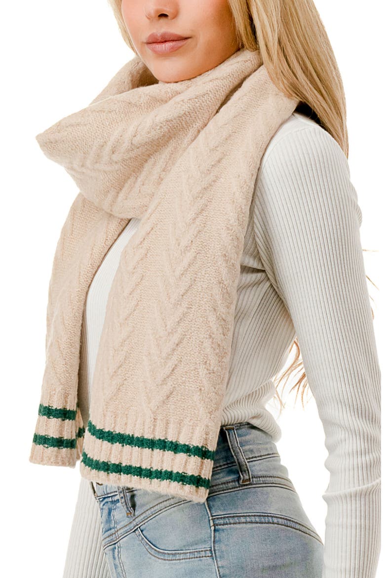 Varsity Chevron Knit Scarf, Main, color, GREEN