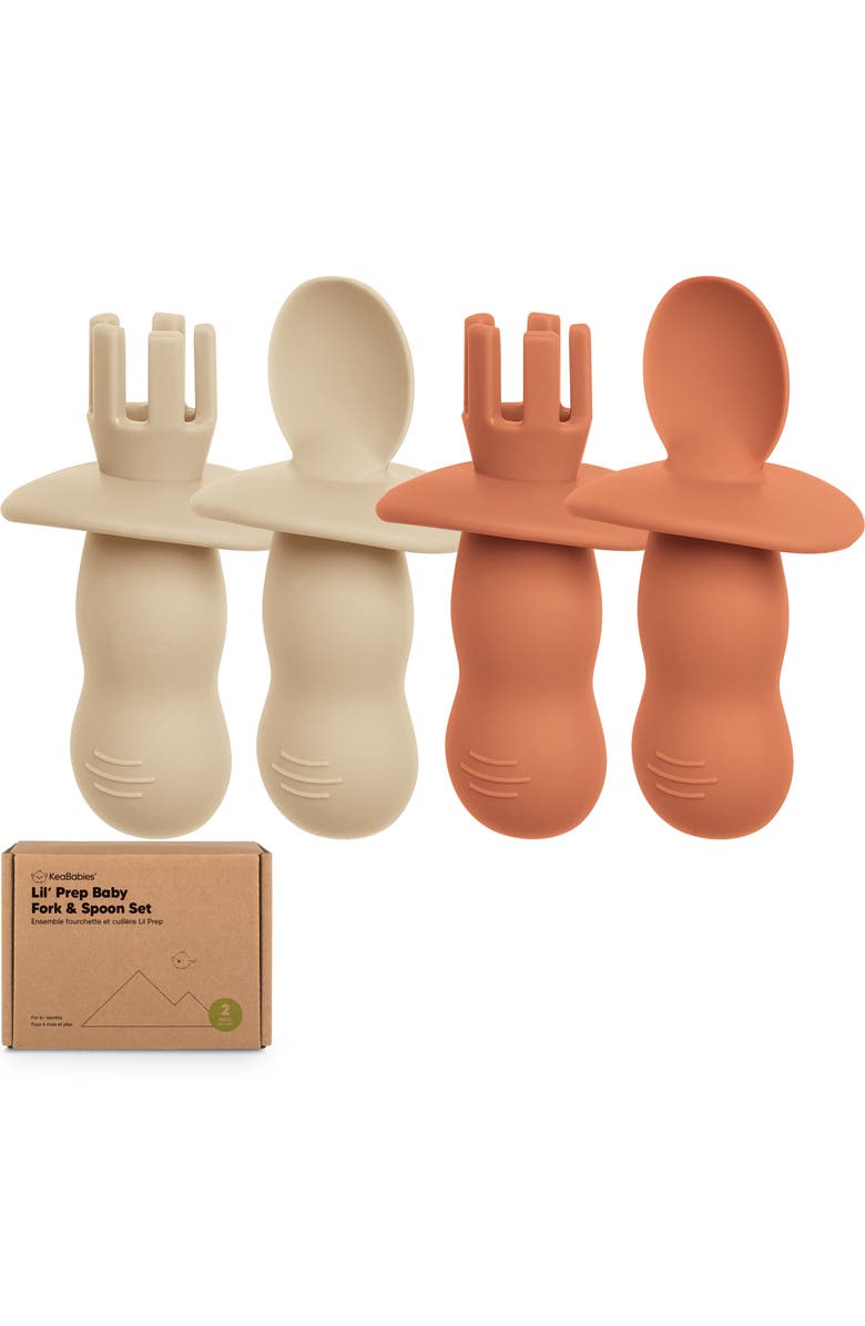 KeaBabies 2-Sets Prep Baby Spoons & Forks Set, Main, color, Terracotta
