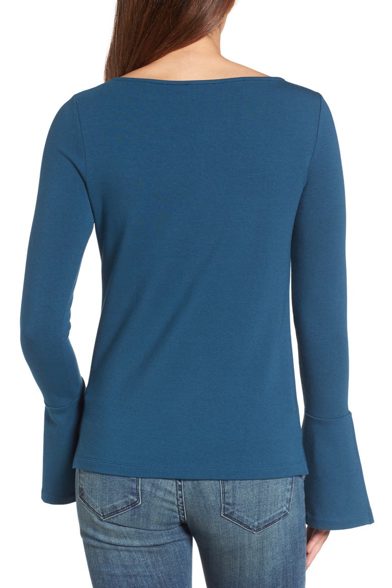 Flare Sleeve Bateau Tee, Alternate, color, BLUE CERAMIC