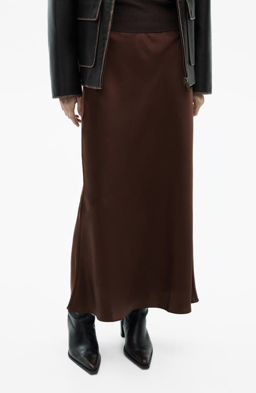 Mango Satin Midi Skirt In Chocolate