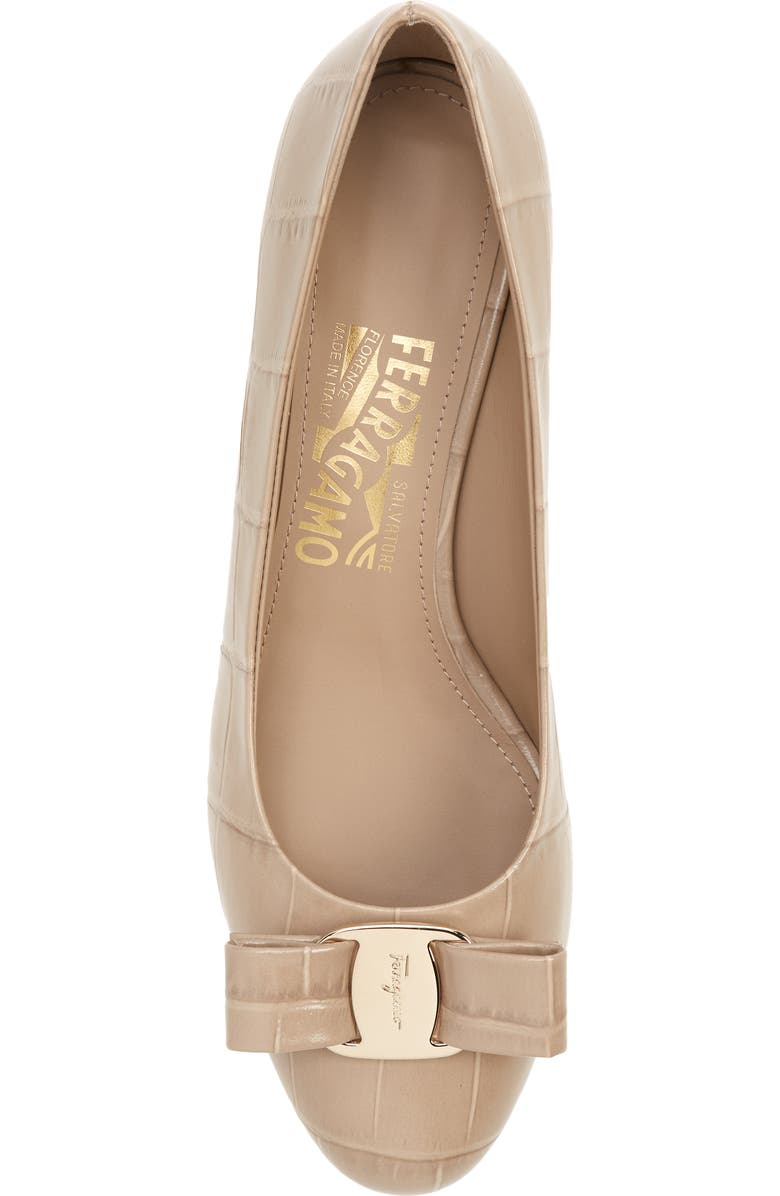 FERRAGAMO Vara Bow Croc Embossed Pump, Alternate, color,