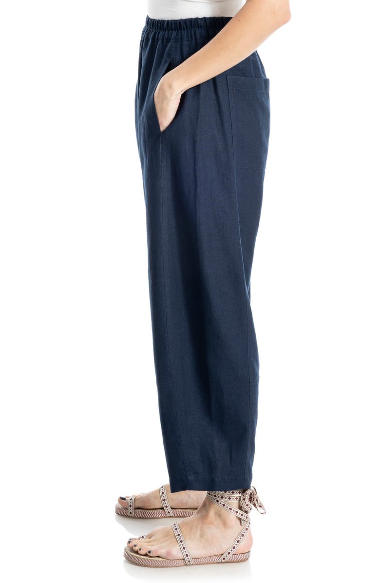 MAX STUDIO Crop Linen Blend Barrel Leg Pants, Alternate, color, Navy5545-Navy-55L/ 45R