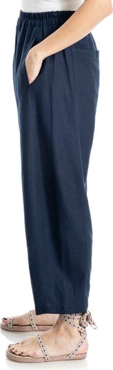 Crop Linen Blend Barrel Leg Pants