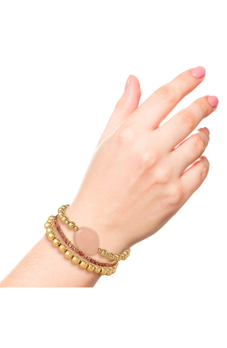 Jessica Simpson 3-Piece Beaded Stretch Bracelet Set, Alternate, color, Pink, Gold