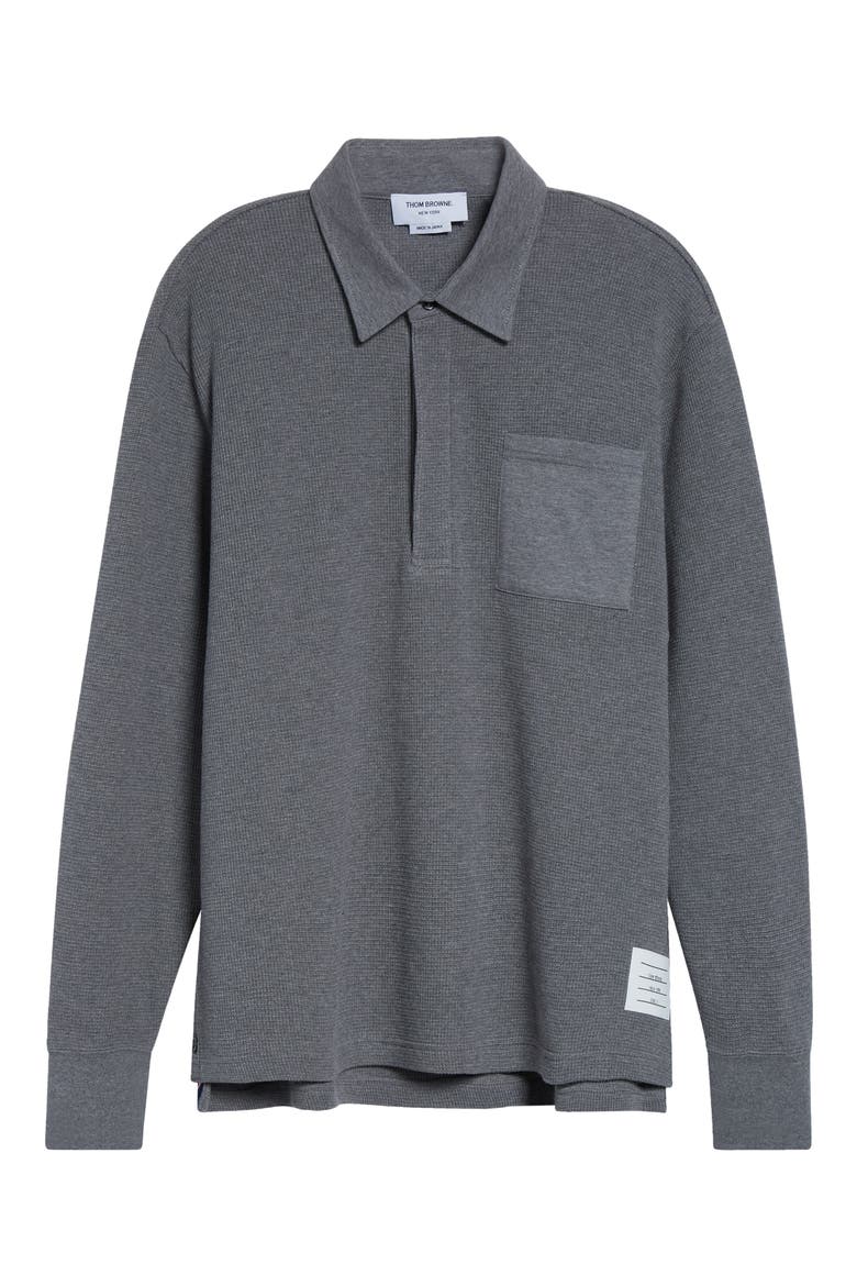 Waffle Knit Rugby Polo, Alternate, color, MED GREY