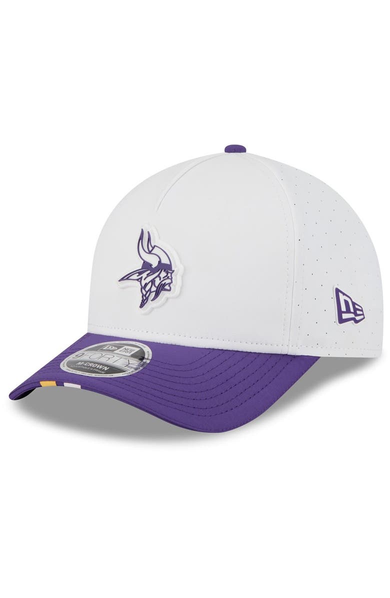New Era Men's New Era  White/Purple Minnesota Vikings 2025 NFL Training Camp A-Frame 9FORTY Adjustable Hat, Main, color, 