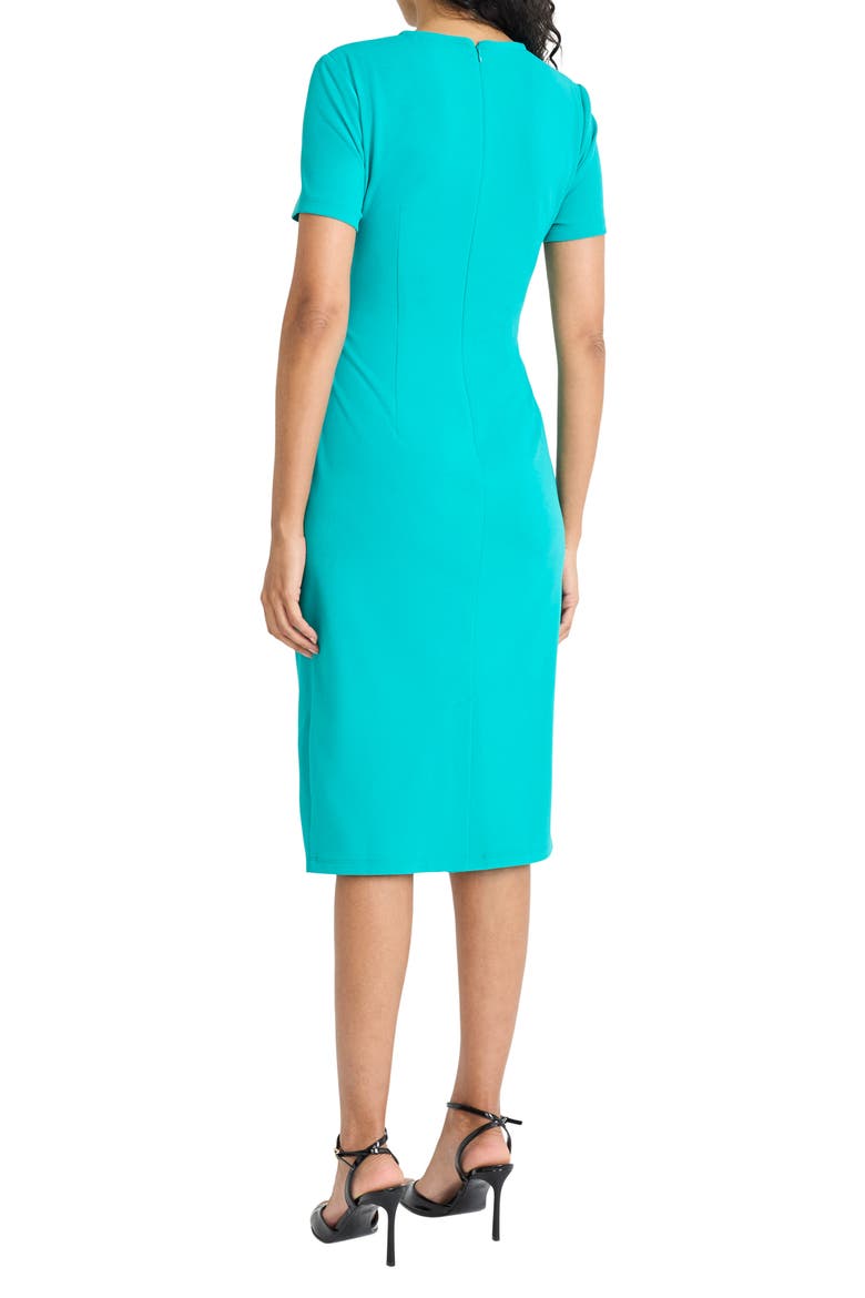 Ruched Short Sleeve Midi Dress, Alternate, color, DEEP PEACOCK BLUE
