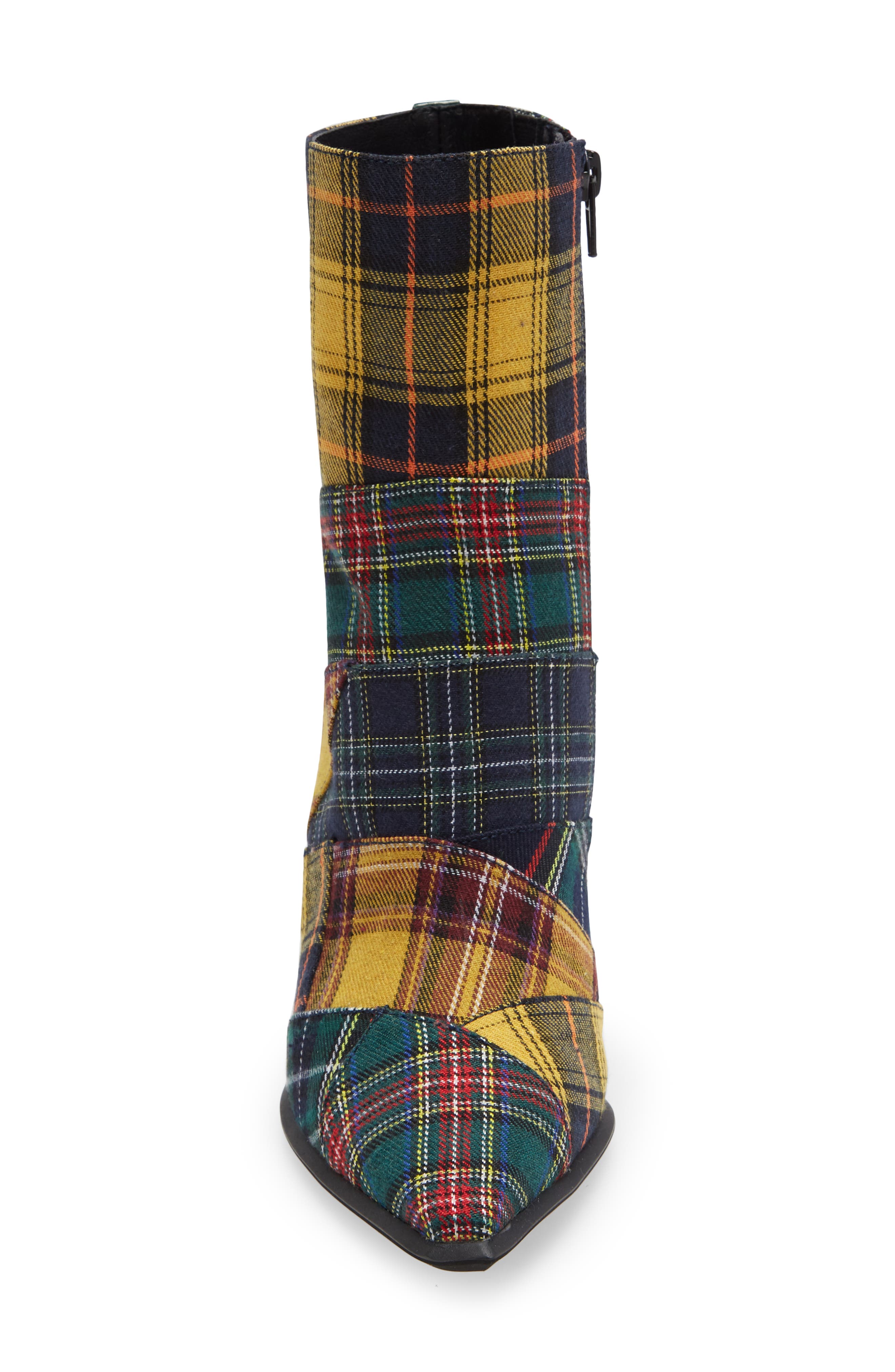 Lasiren Plaid Bootie, Alternate, color, YELLOW PLAID MULTI