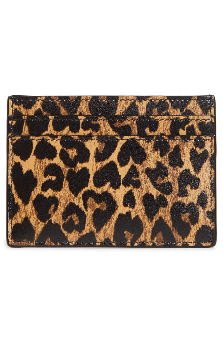 Saint Laurent YSL Monogram Leopard Print Leather Card Case, Alternate, color,