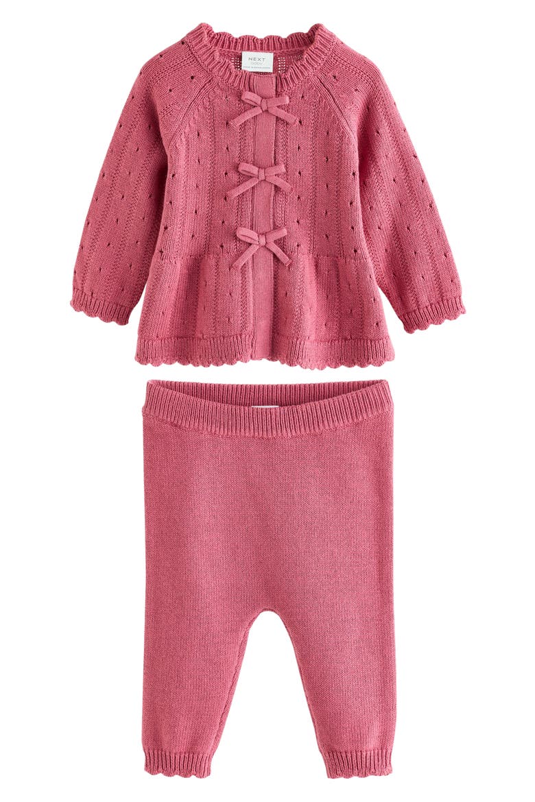 Kids' Peplum Knit Cardigan and Leggings Set, Main, color, PINK