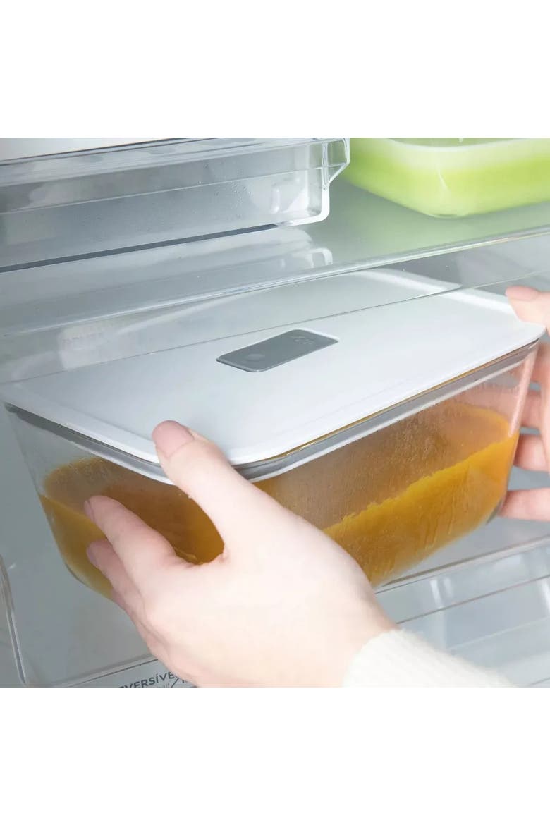 Stackable Airtight Glass Food Storage Container with Microwave Valve and Leak Proof Lid, Alternate, color, Clear with White Lid