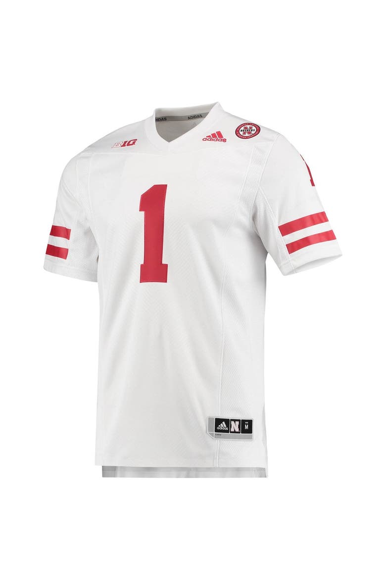 Men's adidas #1 White Nebraska Huskers Team Premier Football Jersey, Alternate, color, White