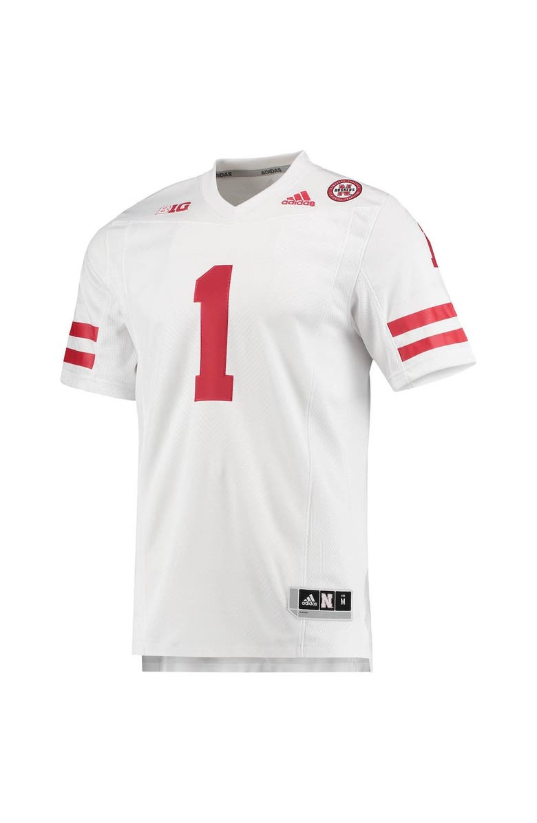 adidas Men's adidas #1 White Nebraska Huskers Team Premier Football Jersey, Alternate, color, White