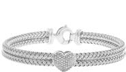 EFFY Sterling Silver Pavé Diamond Heart Woven Chain Bracelet