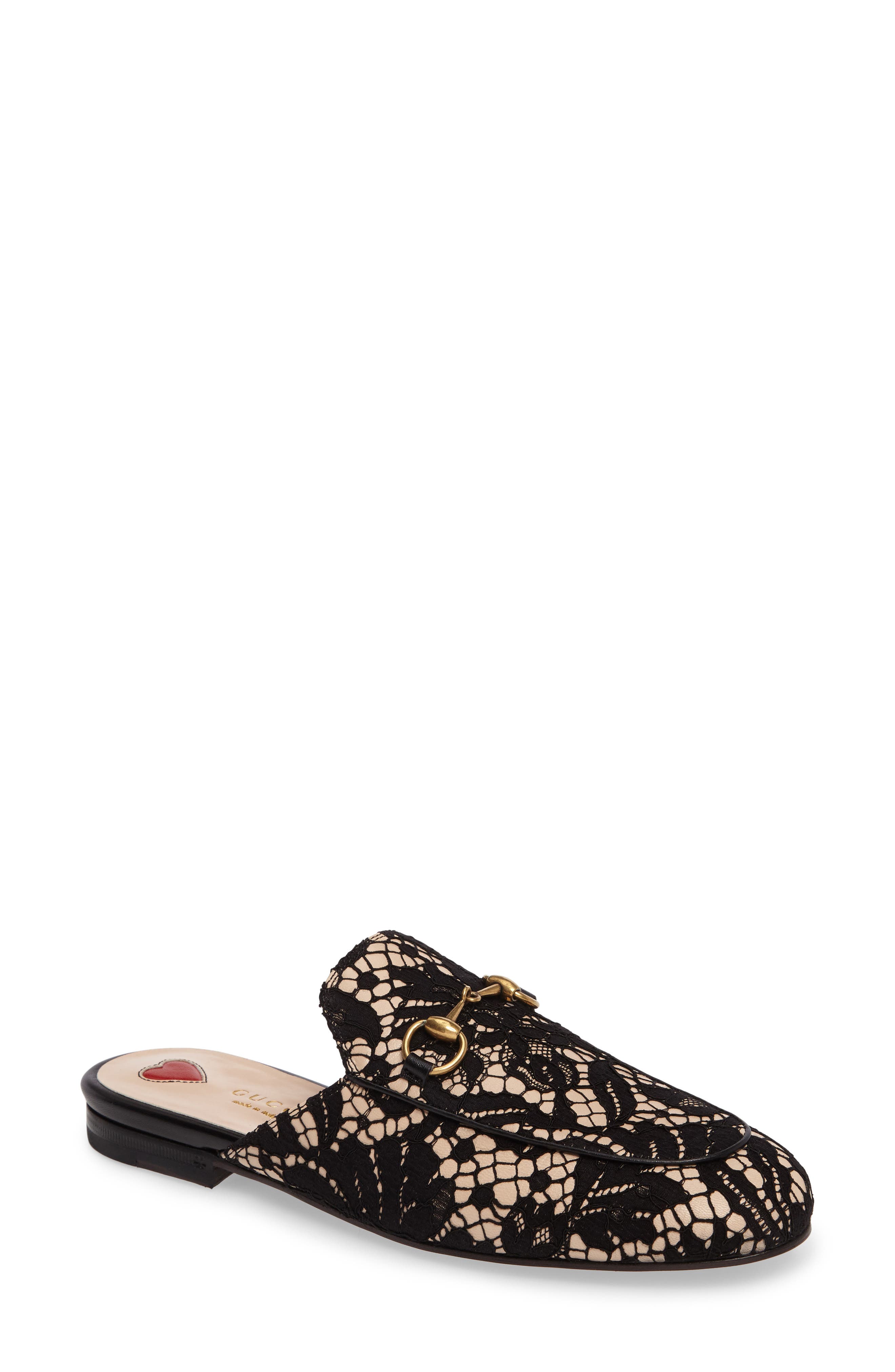 Gucci Lace Princetown Loafer Mule, Main, color, 