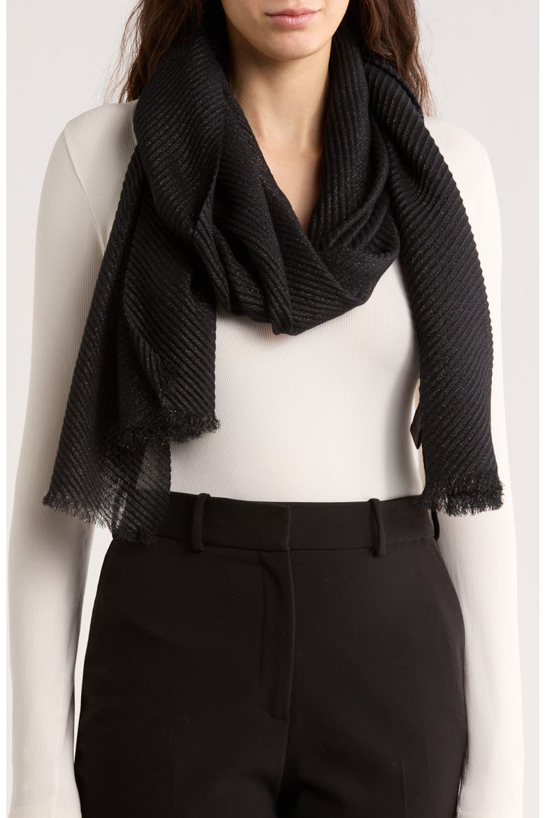Pleated Shine Wrap, Main, color, BLACK