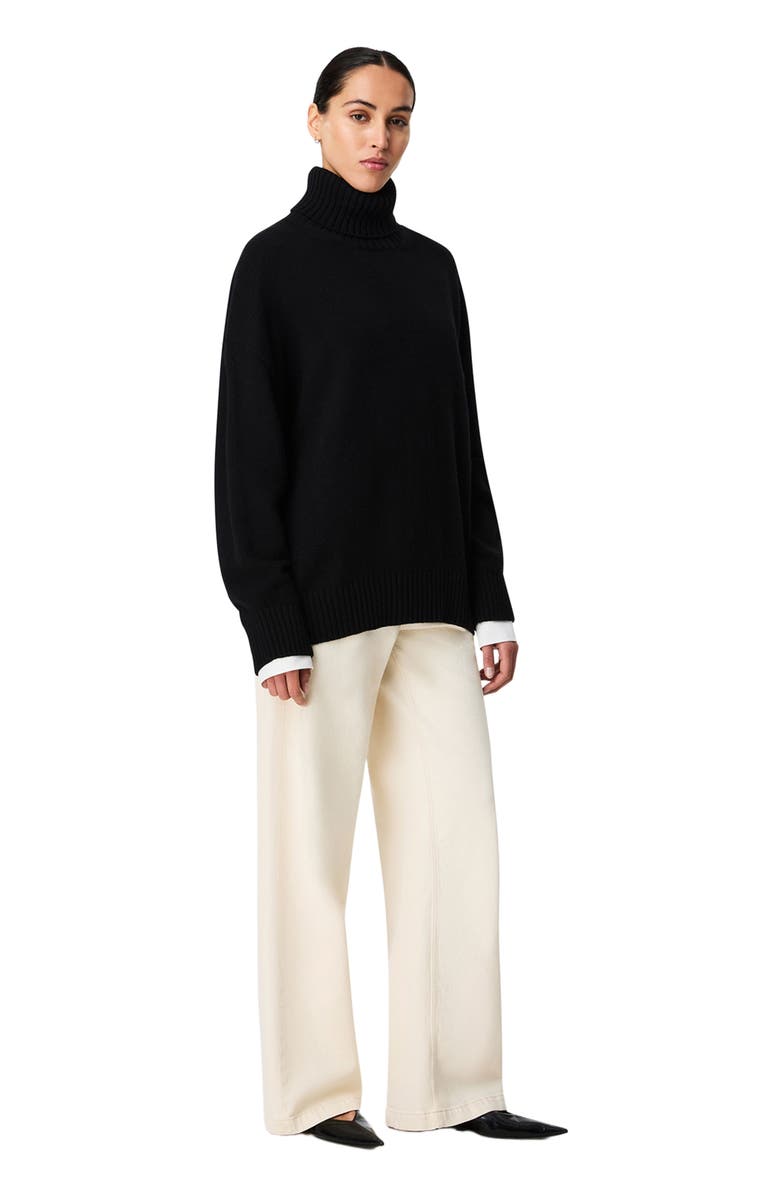 Another Tomorrow Oversized Luxe Turtleneck, Alternate, color, Black