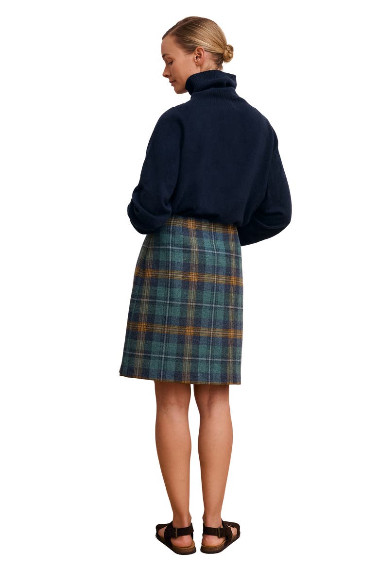 British Celt Wool Skirt, Alternate, color, Teal / Ochre Tartan