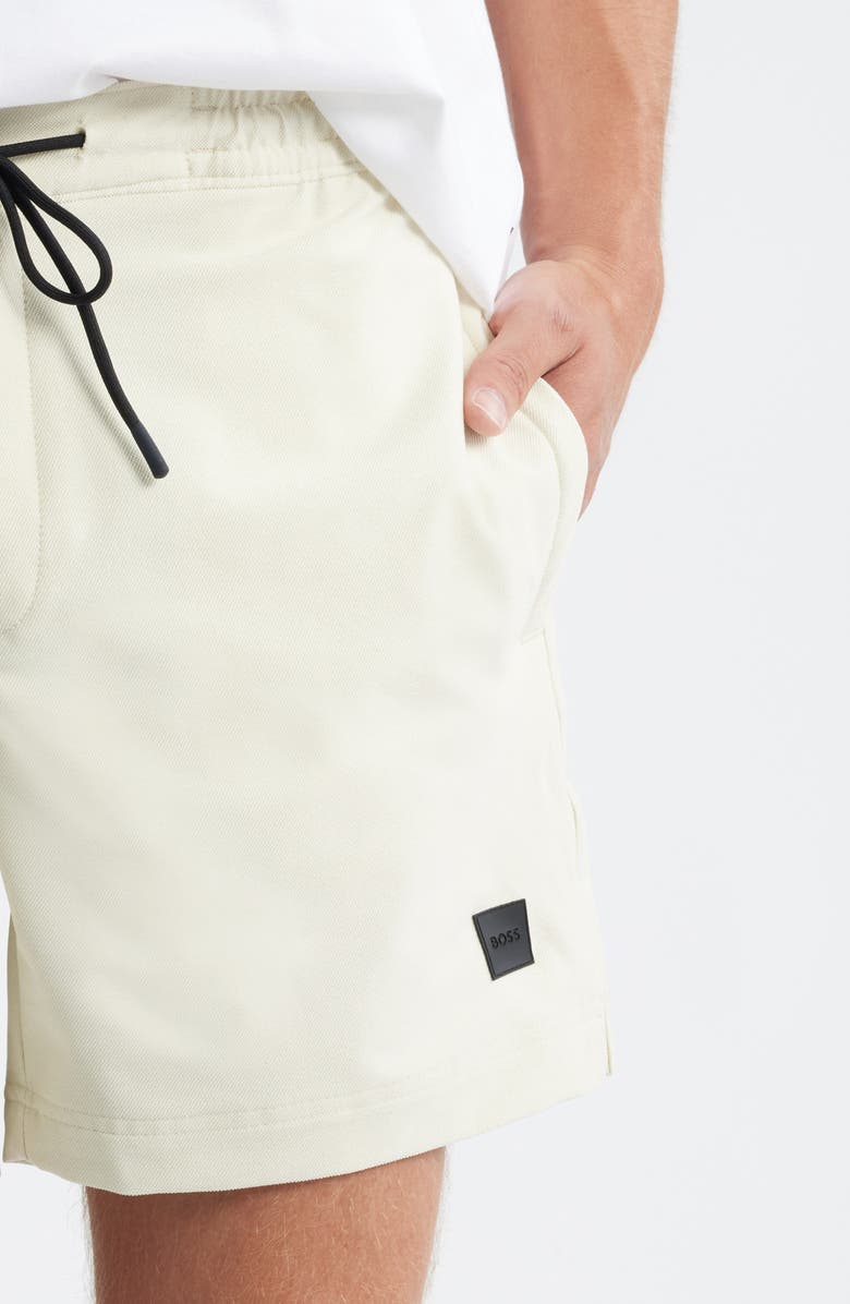 BOSS Solid Stretch Swim Trunks, Alternate, color, Open White