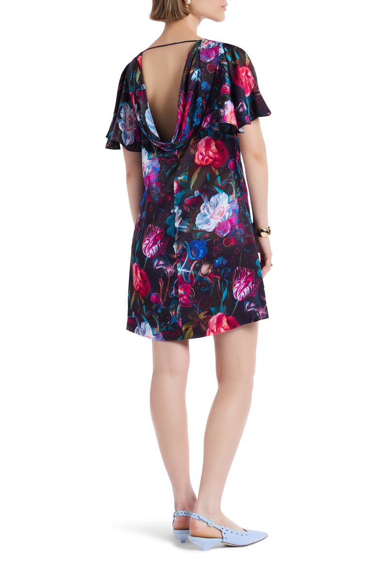 Alara Short Sleeve Cowl Back Shift Dress, Alternate, color, BLACK MULTI