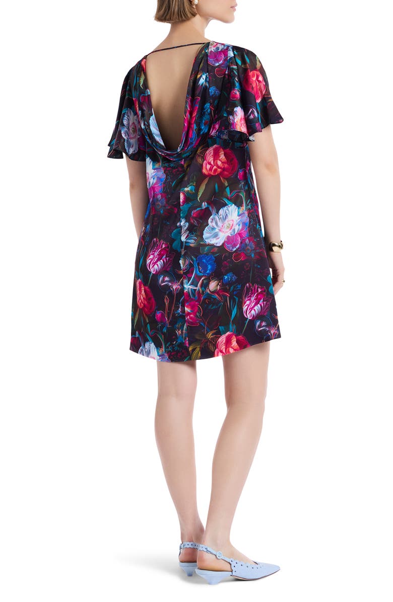 Robert Graham Alara Short Sleeve Cowl Back Shift Dress, Alternate, color, Black Multi