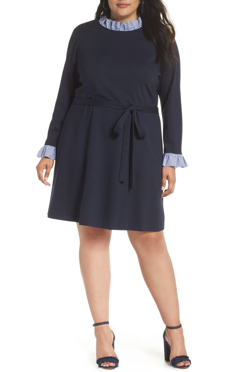 1901 Long Sleeve Ruffle Detail Shirtdress, Alternate, color,