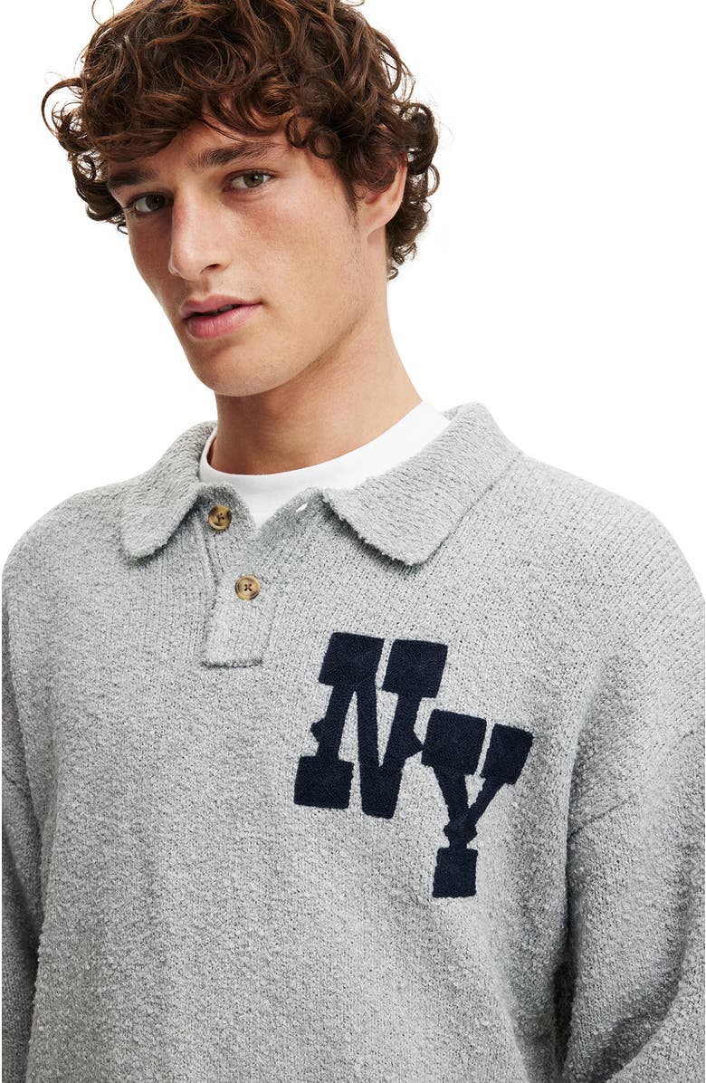 Cotton On Men's Boxy Rugby Polo, Alternate, color, Grey Marle