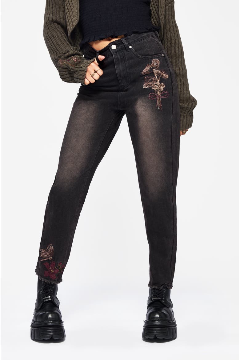 High-Waisted Ankle Jeans, Main, color, Black