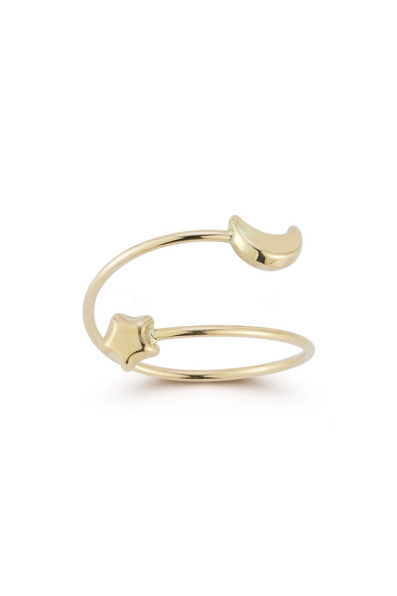 14K Gold Moon & Star Bypass Ring, Alternate, color, GOLD